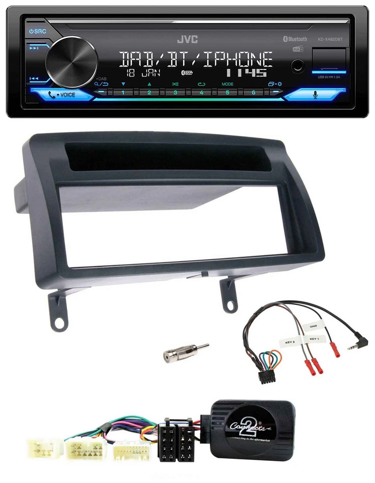 JVC Bluetooth DAB USB Lenkrad Autoradio für Toyota Corolla E12 2001-2007 dunkelg - Bild 1 von 4