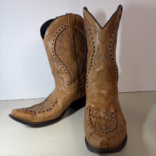 Dingo Mens Dodge City Cowboy Black Leather Snip Toe Boot  display picture 1