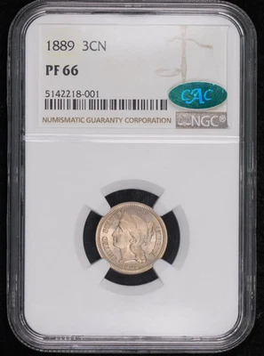 1889 Nickel Three Cent Pieces NGC PF-66 CAC Proof - Image 1 of 4