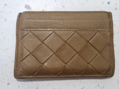 BOTTEGA VENETA Brown Weaved Leather Card Holder - image 1 of 4
