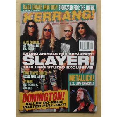 SLAYER KERRANG NO.499 MAGAZINE JUNE 18 1994 - SLAYER COVER WITH MORE INSIDE UK - Image 1 of 2