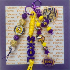Skol Minnesota Vikings Football Beaded Bag Charm | Handmade - Picture 1 of 1