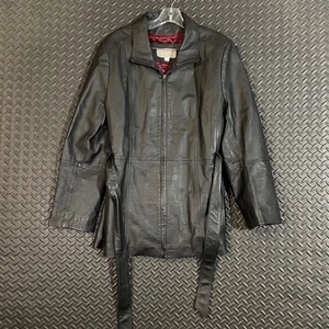 Giacca donna Croft and Barrow nera con cintura in pelle taglia large - Foto 1 di 10