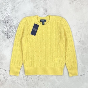 Jersey Ralph Lauren Amarillo 100% Cachemira Tejido con Cable Talla Edad 6-7 Años *NUEVO CON ETIQUETAS* - Imagen 1 de 18