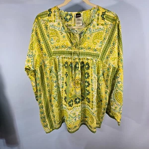 Bila Tunic Women's Size L Green Floral Paisley Bohemian Peasant Style (P-2) - Bild 1 von 9