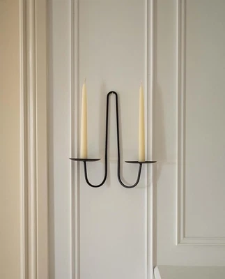 Double Armed Iron Candle Holders Metal Wall Candle Sconce Holder - Modern Wall - Image 1 of 4