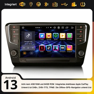 9" Android 14 Autoradio Für SKODA Octavia III 2014-2018 CarPlay Navi 64GB 8-Kern - Bild 1 von 4
