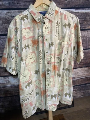 CROFT & BARROW Hawaiian Style Casual Shirt Mens XLT Collar Discolored - Image 1 of 4