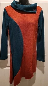 Rising International Dress Sweater Women Small Rust & Teal Pullover Boho Hippie - Picture 1 of 4