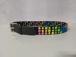 Vtg Y2K Rainbow Studded Belt Size S/M  Alt Punk 90s 2000s 🌈 Pride - Picture 1 of 15