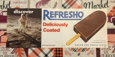 Letrero de papel de helado Refresho 1971 NASA astronauta industrias de paletas de colección 17 Foto 1 de 4