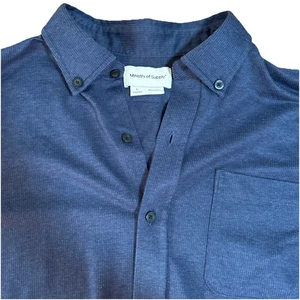 Ministry Of Supply Shirt Sz Large Standard Performance Button Down Blue Striped - Picture 1 of 6