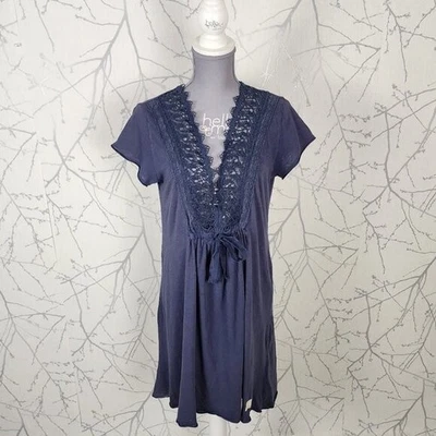 Vestido Odd Molly Azul Medianoche Algodón Crochet Encaje Borde Fluido | Para Mujer 12 Foto 1 de 4