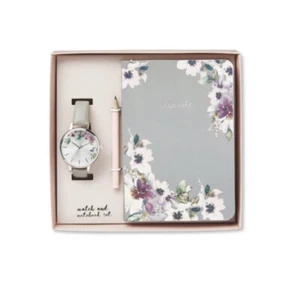 3 PIECE Watch with Grey Strap Lined Notebook & Pink Pencil Gift Set - Picture 1 of 3