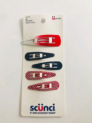 Scunci July Fourth Hair Accessories Snap Clips 5 PCS Red/White/Blue 12278 - Image 1 of 2