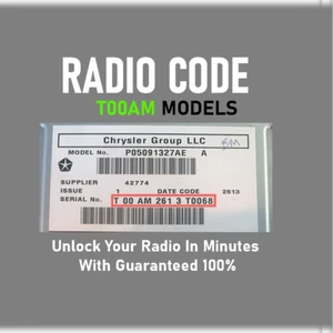 JEEP✅ CHRYSLER ✅ DODGE✅ RAM✅ DESBLOQUEO CÓDIGOS DE RADIO ✅ MODELOS T00AM A27 ✅ SERVICIO DE PIN - Imagen 1 de 3