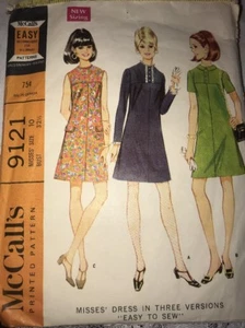 DE COLECCIÓN McCalls 1967 CORTE COMPLETO 9121 Miss Patrón de Vestido 3 Variaciones TALLA 10 - Imagen 1 de 12