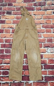 CARHARTT  Kids Youth Size 7R Canvas Double Knee Duck Wash Bib Overalls Brown - Picture 1 of 4