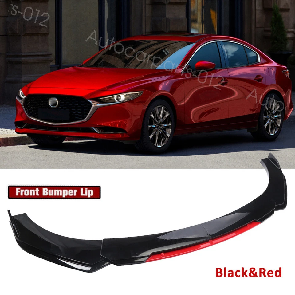 For Mazda 3 4 5 6 Front Bumper Lip Spoiler Splitter Boby Kit Gloss Black&Red Foto 1 de 4