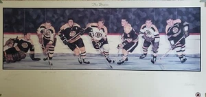 Limited edition (#388/1000) print/ litho signed by 7 Boston Bruins HOF'ers - Picture 1 of 9