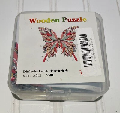 Small Wooden Jigsaw Puzzle Butterfly Some Animal Shaped Pieces Small / A5 - Image 1 of 4