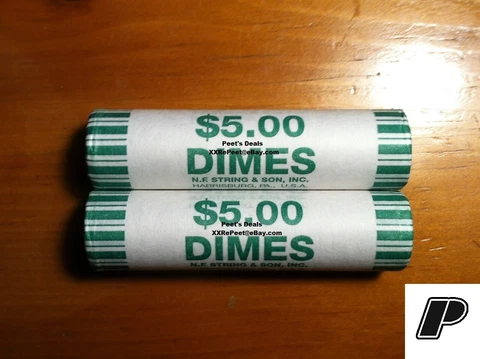 (2 Rolls) 2020 D Roosevelt Dime OBW Rolls - BU - Denver Only - Mr_Peet Cover