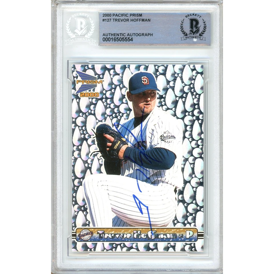 Trevor Hoffman Signed 2000 Pacific Prisms #127 Card AUTO Beckett Slab SD Padres - Image 1 of 4