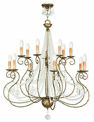 Livex 50297-35 14 in. 4 Light Candelabra Base Polished Nickel Flush Mount Ceilin Cover