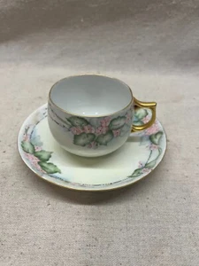 Vintage J&C Bavaria Handbemalt Rosa Blumen Gold Vergoldet Teetasse Untertasse Porzellan - Bild 1 von 6