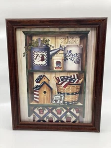 VTG Laurie Korsgaden Patriotic Farmhouse/Country Decor Framed Art - Picture 1 of 3