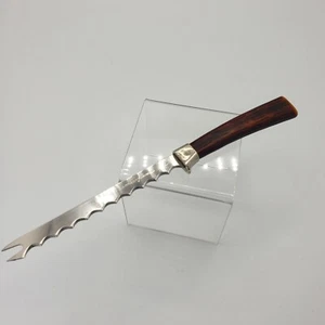 vtg AMWAY STAINLESS FORKED STEAK KNIVE USA - FAUX ANTLER PLASTIC HANDLE - Picture 1 of 7