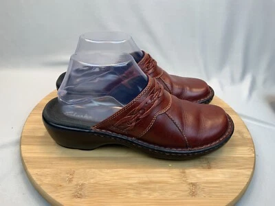 Clark’s Mules Size 7 Women’s Leather Low Wedge Clogs Comfort Shoes Reddish Brown - Image 1 of 4