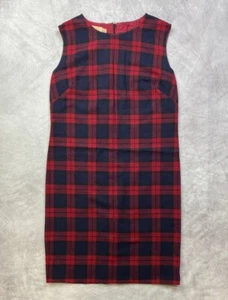 Vintage 70s Pendleton Virgin Wool Red Plaid Tartan Dress Sz 12 L - Picture 1 of 5