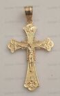 Pendentif croix de Jésus en or jaune 10 carats charme religieux vintage orthodoxe