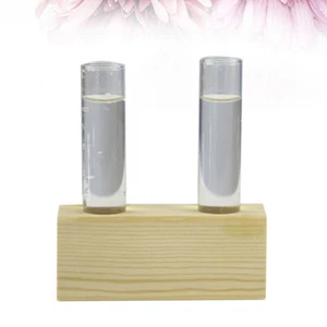 Desktop Test Tube Vase Glass Test Tube Vase Vintage Wood Stand Flower Pots - Picture 1 of 11