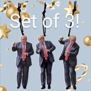 Juego de 3 adornos de baile Trump de 4,5" MAGA Navidad 2024 basura divertido regalo - Imagen 1 de 7