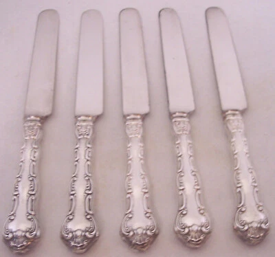 5 cuchillos huecos romos de plata esterlina Strasbourg by Gorham con monograma reforzado Foto 1 de 4