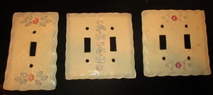 3 placas de pared cubiertas de interruptor de luz de cerámica crema vintage de Jean Magdich 1990 - Imagen 1 de 11