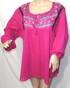 Jennifer Lauren Women Plus Size 1x 2x 3x Fuchsia Sequin Tunic Top Blouse Shirt - Picture 1 of 15