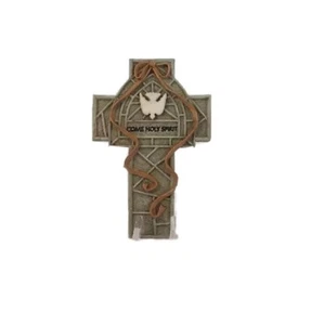 Come Holy Spirit Resin Stone Look Dove Wall Hanging Cross - Picture 1 of 12