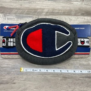 Champion Prime Fanny Pack Chenille Double Zippered Red White Blue Gray Buckled - Bild 1 von 16