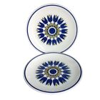 2 Vtg 1970 Premiere Colorama Aladin D7501 Blue & Green Tulip Dinner Plates As Is