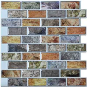 12 x 12 in. Colorful Stones Design Peel and Stick Vinyl Backsplash Tile 10 Pack - Picture 1 of 8