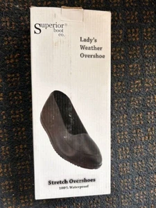 Rubber OVERSHOES Ladies Size Large 9-10.5 New Free Ship Black Superior Boot Co. - Picture 1 of 2