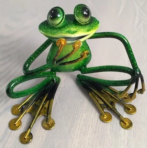 Frog Decorative Metal 13cm hand over mouth ornament - Picture 1 of 1
