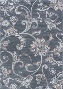 5x7 Gray Petals Leaves Curves Floral Area Rug Oval MDN3541 - Aprx 5' 3" x 7' 3" - Picture 1 of 2