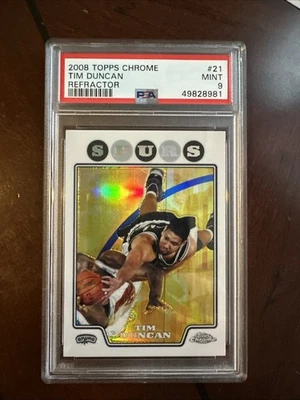 2008 Topps cromo refractor Tim Duncan #21 PSA 9 Foto 1 de 2