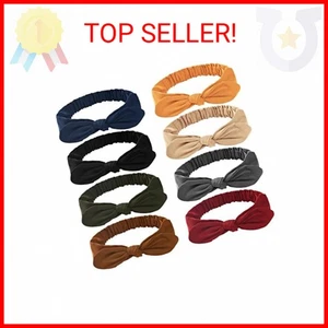 Bow Headbands for Women Solid Color Stretchy Knotted Turban Headbands Rabbit Ear - Picture 1 of 2