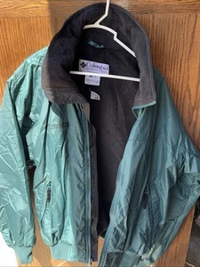 Vintage Columbia Fleece gefütterte Jacke Herren Large grün türkis Bomber durchgehender Reißverschluss S - Bild 1 von 11