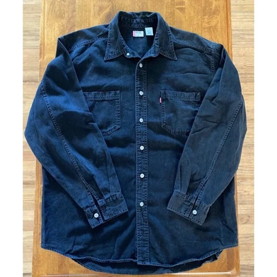 Levi­s Red Tab Black Denim Button Up Shirt Men­s Large Long Sleeve Casual EUC - Image 1 of 4